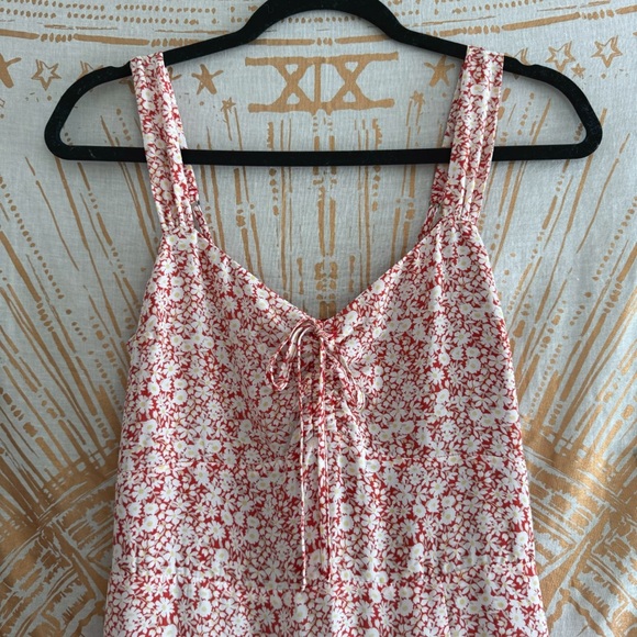 Abercrombie & Fitch Cinch Front Midi Dress red size Small Tall - Picture 2 of 6